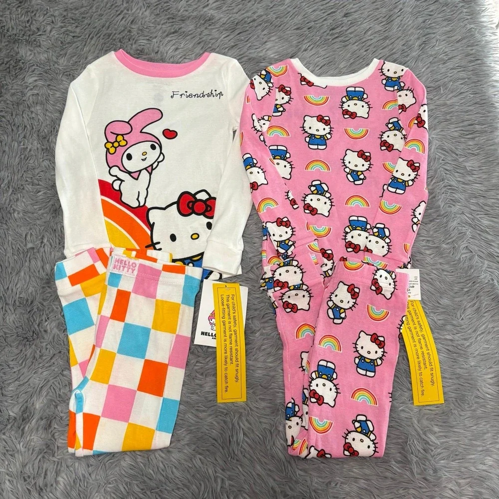 Hello Kitty Pajama Bundle of 2 Toddler Girls 3T Cotton NEW